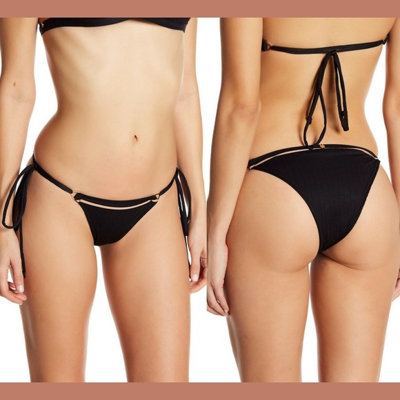 NWT $101 FOR LOVE & LEMONS Side String Bikini Bottoms [SZ Small ]‎ #black - Picture 1 of 8